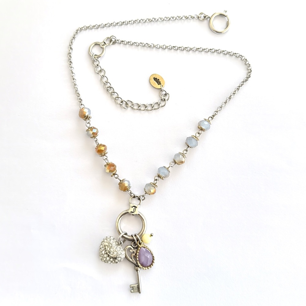 Vintage Y2K Juicy Couture Silver Necklace with Charms